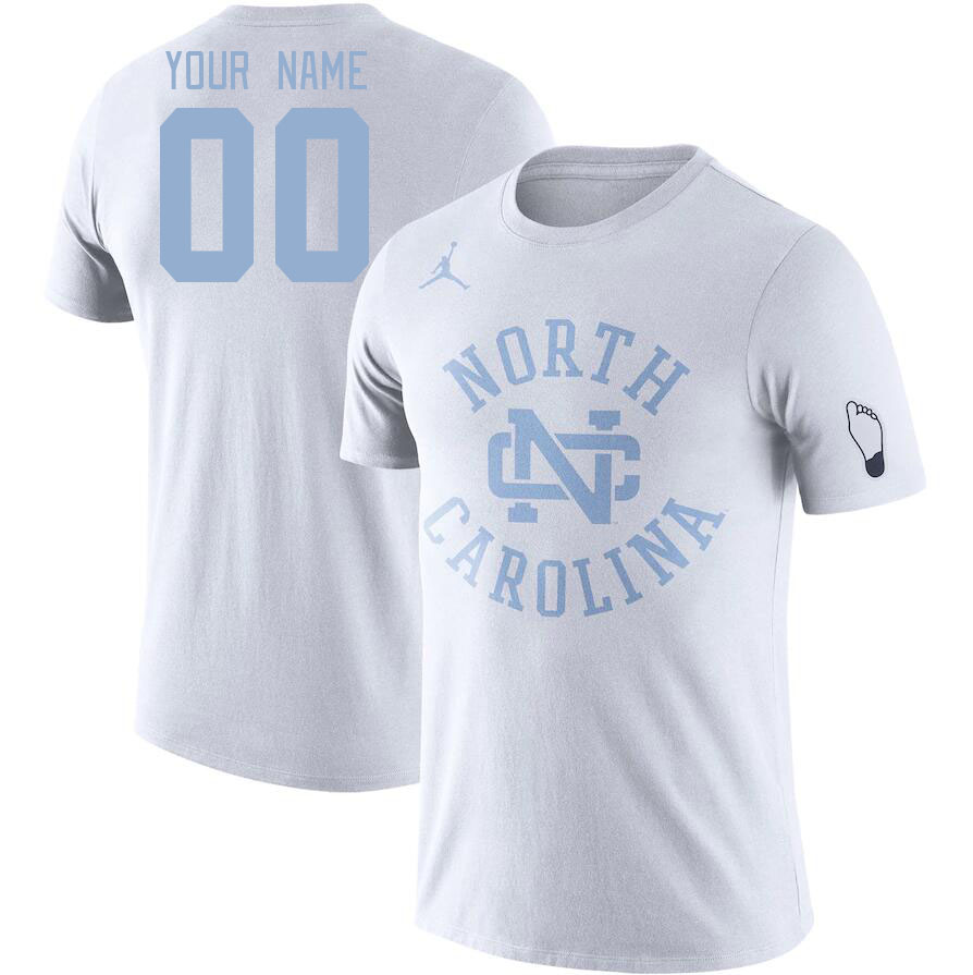 Custom North Carolina Tar Heels Name And Number College Tshirt-White